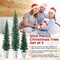 3-Pack Slim Pencil Artificial Christmas Trees with Lifelike Green PVC and Rustic Metal Buckets